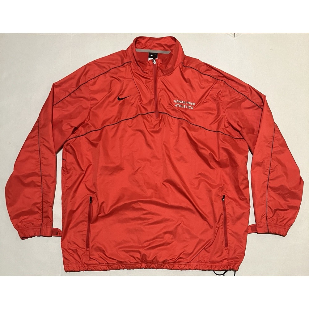 Nike Red Orange Mens Size XL 1/4 Zip Windbreaker Track Vented Jacket Performance
